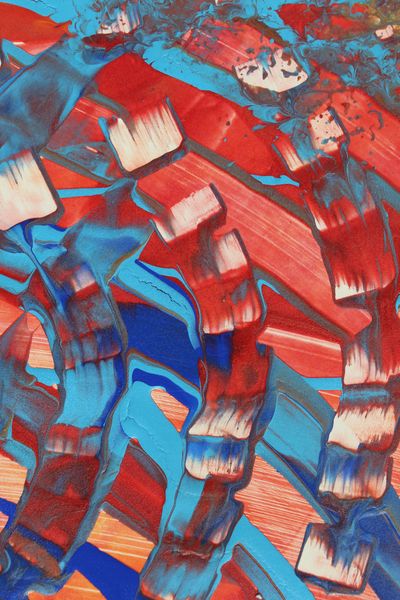Red Stitchwork, a detail from the painting Radiant Ripples