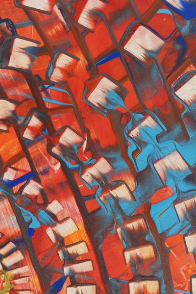 Crimson Facade, a detail from the painting Radiant Ripples