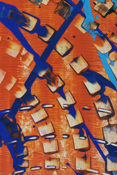 Tangerine Ledger, a detail from the painting Radiant Currents